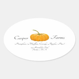 Pegatina Ovalada Pegatinas De La Granja De Calabaza Con Calabaza De