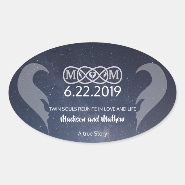 Pegatina Ovalada Pegatinas de la llama gemela (Anverso)