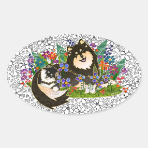 Pegatina Ovalada PEGATINAS de Lapphund finlandeses BINDI