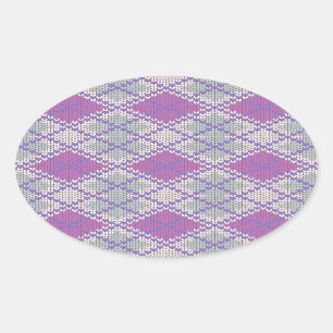 Pegatina Ovalada PEGATINAS de LILAC ARGYLE KNIT Oval
