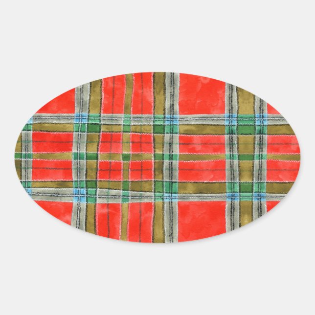 Pegatina Ovalada PEGATINAS de MAC BAIN TARTAN Oval (Anverso)