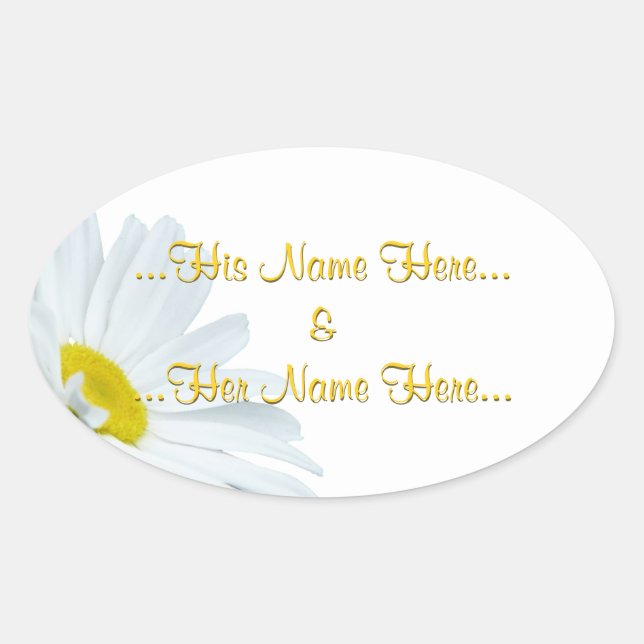 Pegatina Ovalada Pegatinas de margarita Pegatinas de margarita blan (Anverso)