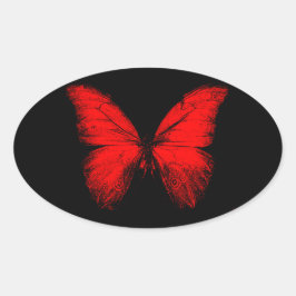 Pegatina Ovalada Pegatinas de mariposas rojas