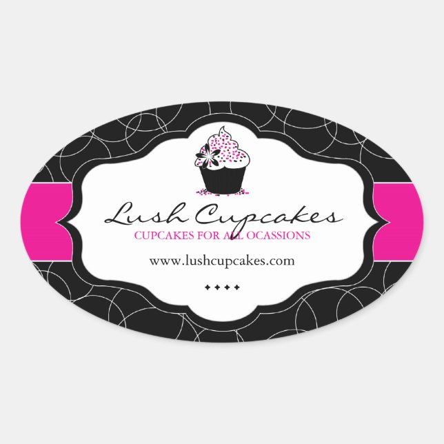 Pegatina Ovalada Pegatinas de pasteles negrita (Anverso)