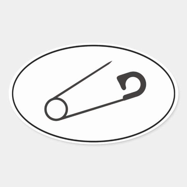 Pegatina Ovalada Pegatinas de Pin de seguridad abierta | pegatinas  (Anverso)