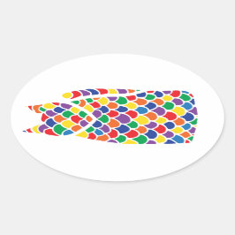 Pegatina Ovalada Pegatinas de Rainbow Kitty