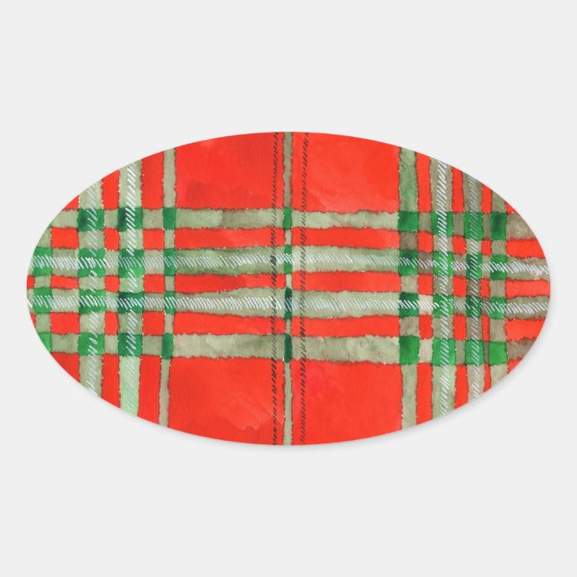 Pegatina Ovalada PEGATINAS de RED SCOTT TARTAN Oval (Anverso)