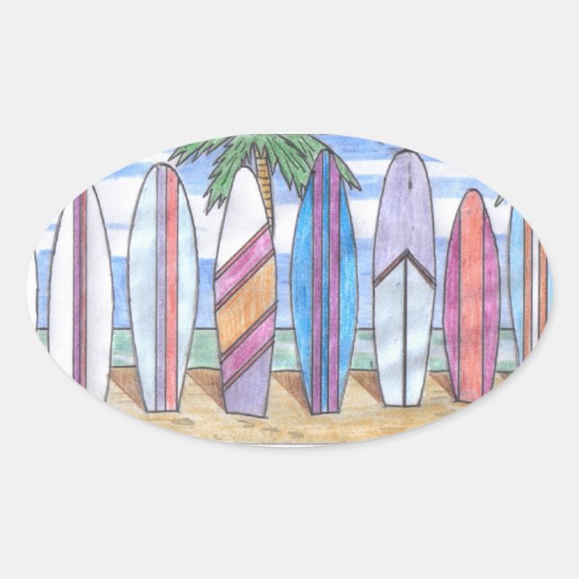 Pegatina Ovalada Pegatinas DE SURFBOARDS (4) (Anverso)