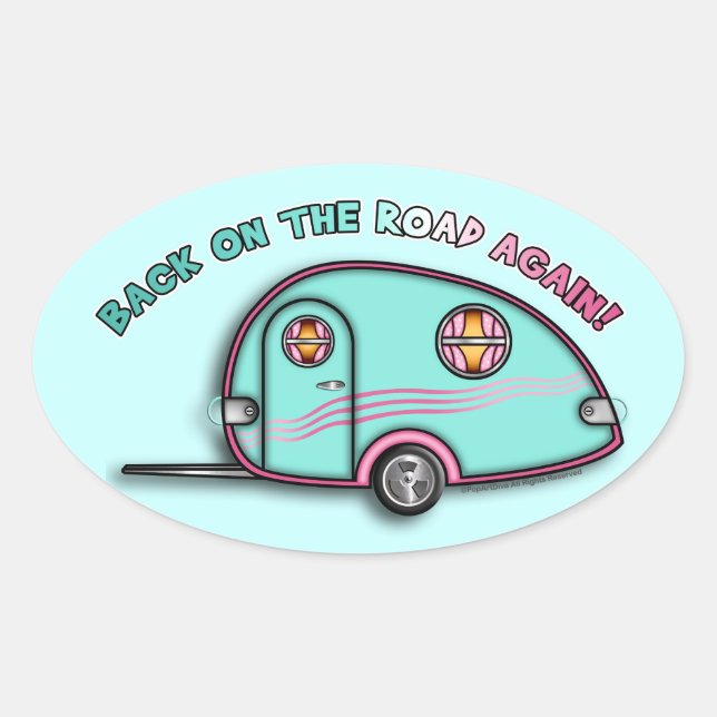 Pegatina Ovalada Pegatinas del RV Trailer de gota (Anverso)