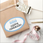 Pegatina Ovalada Pegatinas felices de Hanukkah<br><div class="desc">Diseño de Hanukkah.</div>