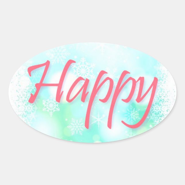 Pegatina Ovalada Pegatinas Mantra Felices, Saludables, Sabios, Rico (Anverso)