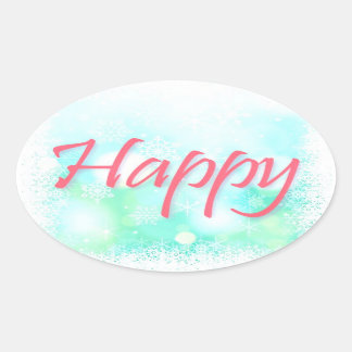 Pegatina Ovalada Pegatinas Mantra Felices, Saludables, Sabios, Rico