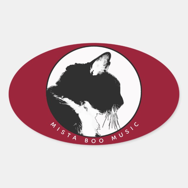Pegatina Ovalada Pegatinas musicales de mista boo (Anverso)