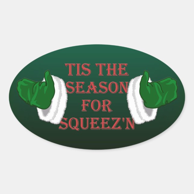 Pegatina Ovalada Pegatinas navideños divertidos (Anverso)