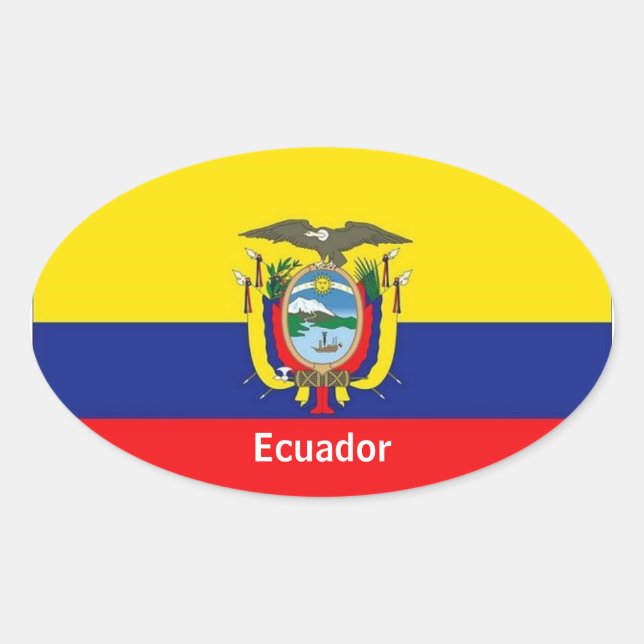 Pegatina Ovalada Pegatinas óvulos de la bandera de Ecuador (Anverso)