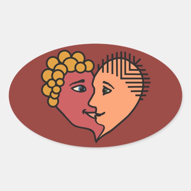 Pegatina Ovalada Pegatinas personalizados de Amantes Resumen (Anverso)