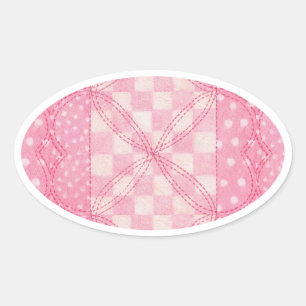 Pegatina Ovalada Pegatinas PINK HEART QUILT Oval