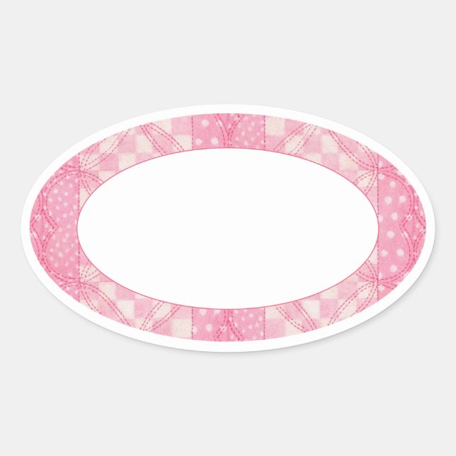 Pegatina Ovalada Pegatinas PINK HEART QUILT Oval Matte (Anverso)