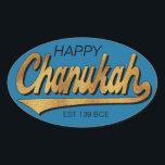 Pegatina Ovalada Pegatinas Retro de Chanukah/Hanukkah OVAL<br><div class="desc">Los Pegatinas retro de Chanukah/Hanukkah OVAL. "Retro Feliz Chanukah EST 139 a.C." Lo deletreé, Chanukah es uno de mis feriados favoritos. ¡Diviértase usando a estos pegatinas como topes de pasteles, etiquetas de regalo, cierres de bolsos de favores o lo que sea que haga que sus festividades se rompan! Personaliza borrando,...</div>