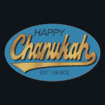 Pegatina Ovalada Pegatinas Retro de Chanukah/Hanukkah OVAL<br><div class="desc">Los Pegatinas retro de Chanukah/Hanukkah OVAL. "Retro Feliz Chanukah EST 139 a.C." Lo deletreé, Chanukah es uno de mis feriados favoritos. ¡Diviértase usando a estos pegatinas como topes de pasteles, etiquetas de regalo, cierres de bolsos de favores o lo que sea que haga que sus festividades se rompan! Personaliza borrando,...</div>