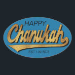Pegatina Ovalada Pegatinas Retro de Chanukah/Hanukkah OVAL<br><div class="desc">Los Pegatinas retro de Chanukah/Hanukkah OVAL. "Retro Feliz Chanukah EST 139 a.C." Lo deletreé, Chanukah es uno de mis feriados favoritos. ¡Diviértase usando a estos pegatinas como topes de pasteles, etiquetas de regalo, cierres de bolsos de favores o lo que sea que haga que sus festividades se rompan! Personaliza borrando,...</div>