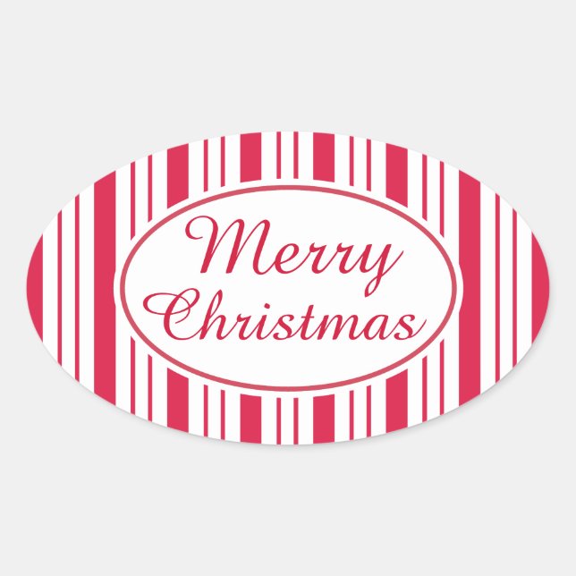 Pegatina Ovalada Pegatinas retro Peppermint Merry Christmas Gift Ta (Anverso)