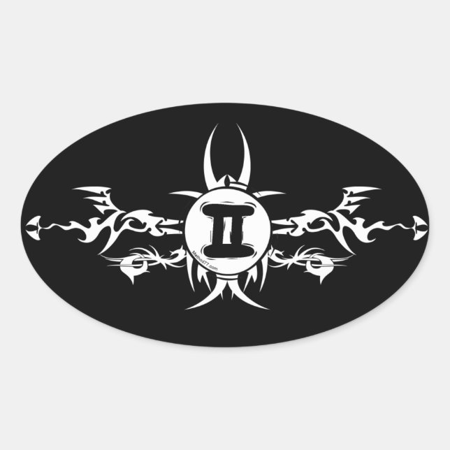 Pegatina Ovalada Pegatinas tribales oscuros de Gemini (Anverso)