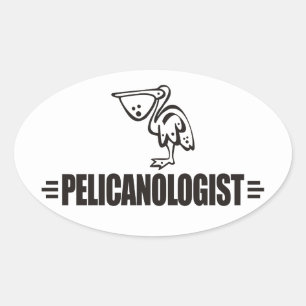 Pegatina Ovalada Pelícano Divertido