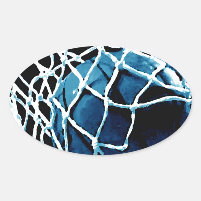 Pegatina Ovalada pelota de baloncesto azul (Anverso)