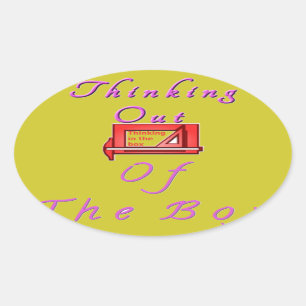 Pegatina Ovalada Pensando en salir de la caja.
