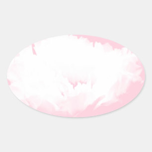 Pegatina Ovalada Peonía blanca rosa suave - Floral