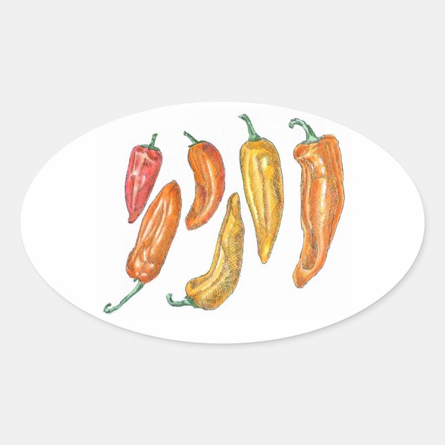 Pegatina Ovalada Peppers dulces (Anverso)