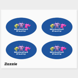 Pegatina Ovalada Pequeños martianos, personalizados para los niños.