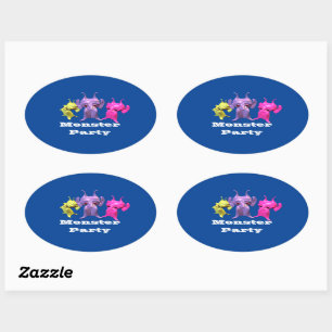 Pegatina Ovalada Pequeños martianos, personalizados para los niños.