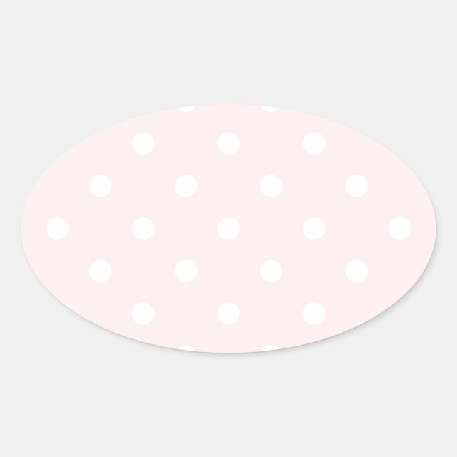 Pegatina Ovalada Pequeños puntos de polka - blanco sobre rosa pálid (Anverso)