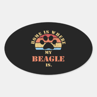 Pegatina Ovalada Perro Beagle Cute