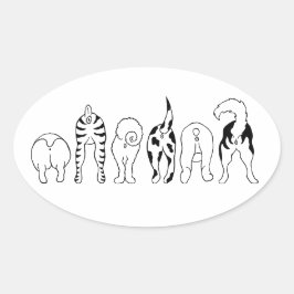 Pegatina Ovalada Perro Butts