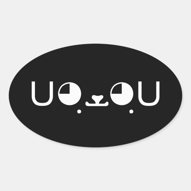 Pegatina Ovalada Perro cachorro kawaii japonés emoticono komoji (Anverso)