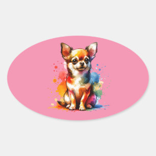Pegatina Ovalada Perro Chihuahua