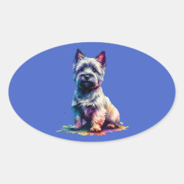 Pegatina Ovalada Perro de Cairn Terrier