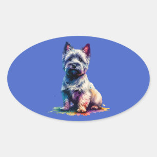 Pegatina Ovalada Perro de Cairn Terrier