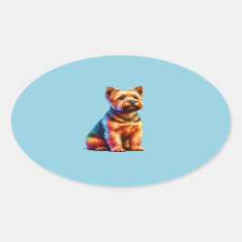 Pegatina Ovalada Perro de Norfolk Terrier
