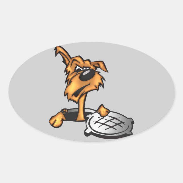 Pegatina Ovalada Perro de Realzado (Anverso)