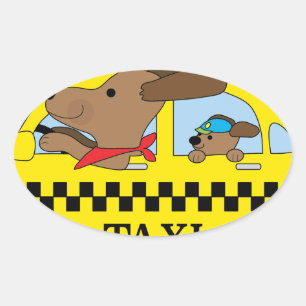 Pegatina Ovalada Perro de taxi de Nueva York