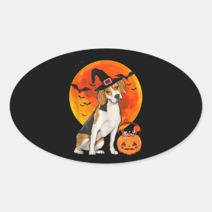 Pegatina Ovalada Perro Halloween Beagle Jack O Lantern Tank