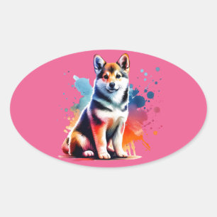 Pegatina Ovalada Perro lundehund noruego