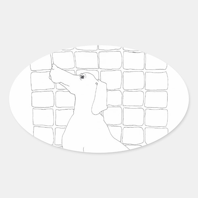 Pegatina Ovalada Perro original dibujando perro chino año 2018 Stic (Anverso)