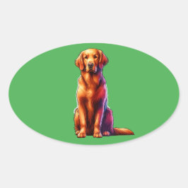 Pegatina Ovalada Perro recuperador de curry