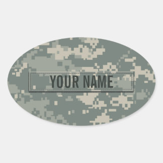 Pegatina Ovalada Personalizable de camuflaje de la ACU del ejército