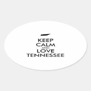 Pegatina Ovalada Personalizable MANTENER CALMA Y AMAR A TENNESSEE